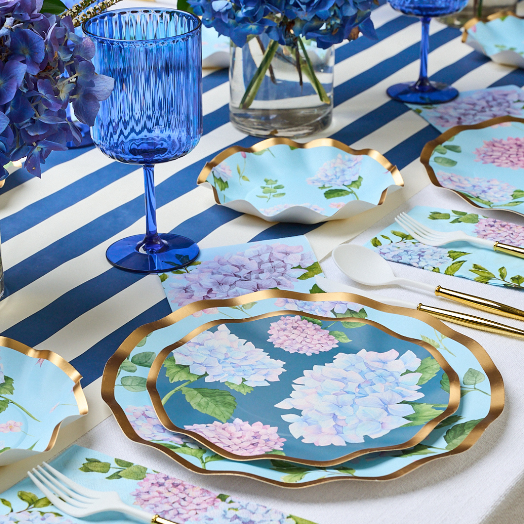 Hydrangea Salad Plates Set of 8 - Elegant Floral Dinnerware for Parties, Weddings & Home Decor