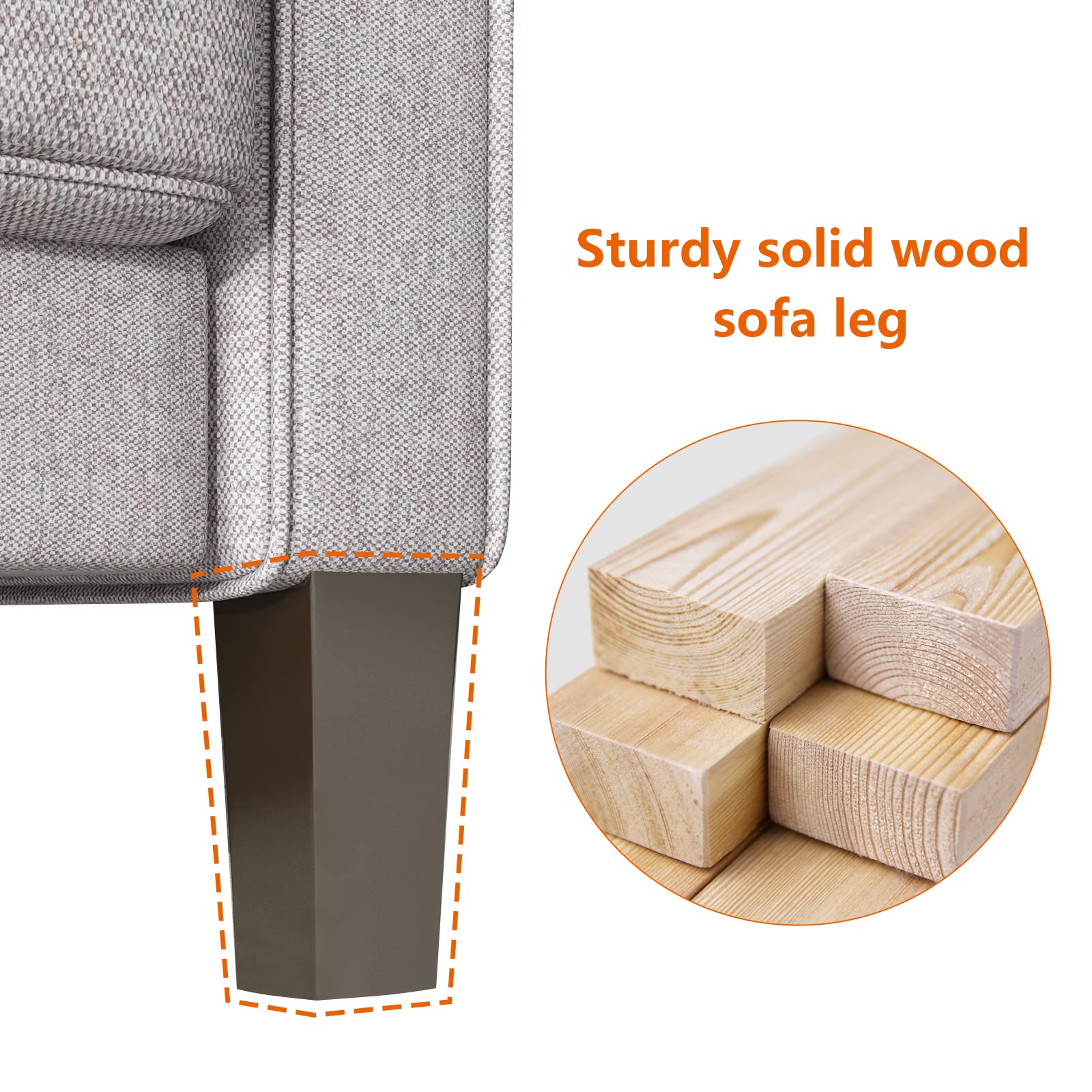 Modern 3-Seater Sectional Sofa Set with Storage - Light Grey Fabric Couch & Loveseat for Living Room, Apartment | Space-Saving Comfortable Seating Solution for Small Spaces & Family Gatherings