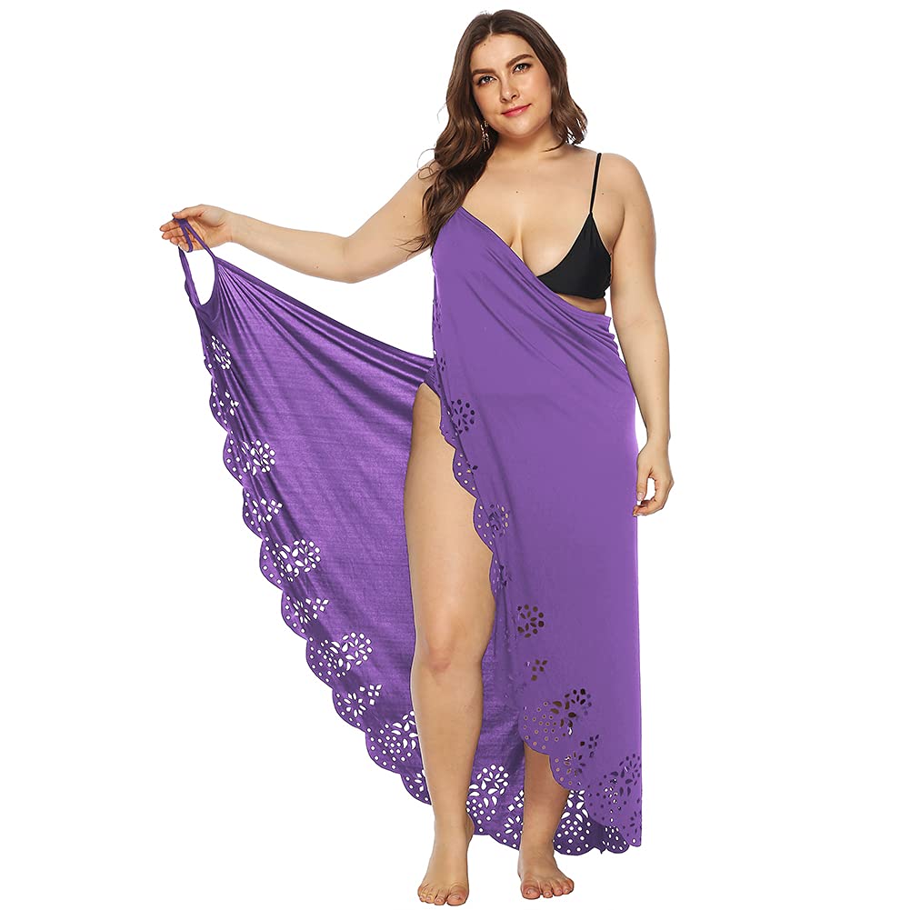 Women's Beach Cover Up Dress - Spaghetti Strap Hollow Out Sarong Backless Swimsuit Wrap Midi Dress for Summer Vacation, Pool Party & Tropical Getaway