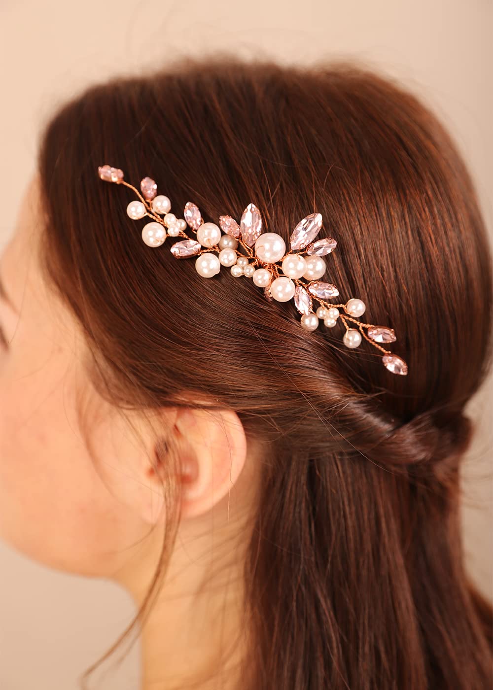 Kercisbeauty Vintage Rose Gold Pearl Hair Pins - Elegant Bridal Hair Accessories for Wedding, Bridesmaids & Bridal Shower | Perfect for Updos, Half-Up Styles & Special Occasion Hairstyling