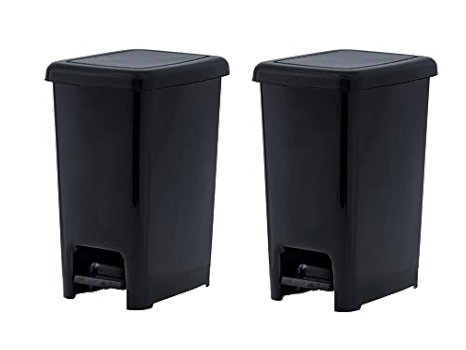 Superio 10.5 Gallon Slim Step-On Trash Can with Lid - Black Plastic Garbage Bin for Kitchen, Bathroom, Office & Outdoor Use - Hands-Free Foot Pedal Design for Convenient Disposal