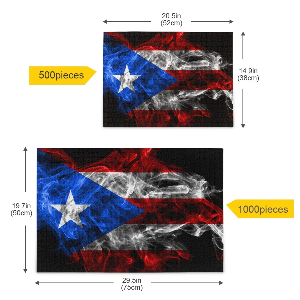 500-Piece Jigsaw Puzzle for Adults & Kids - Puerto Rico Smoke Flag Puzzle Toy | Fun Family Game Night & Educational Activity for All Ages