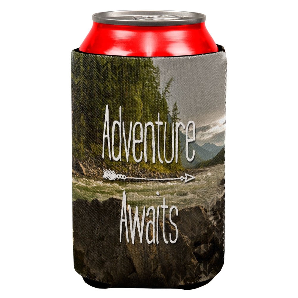 Adventure Awaits Native Arrow Print Can Cooler - Insulated Beer Sleeve for Camping, Hiking & Outdoor Parties | 12oz Can Holder