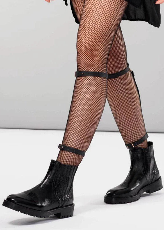 Sexy Black Maze Back Leg Garter - Adjustable Lingerie Accessory for Women | Perfect for Bridal, Boudoir, Cosplay & Romantic Nights