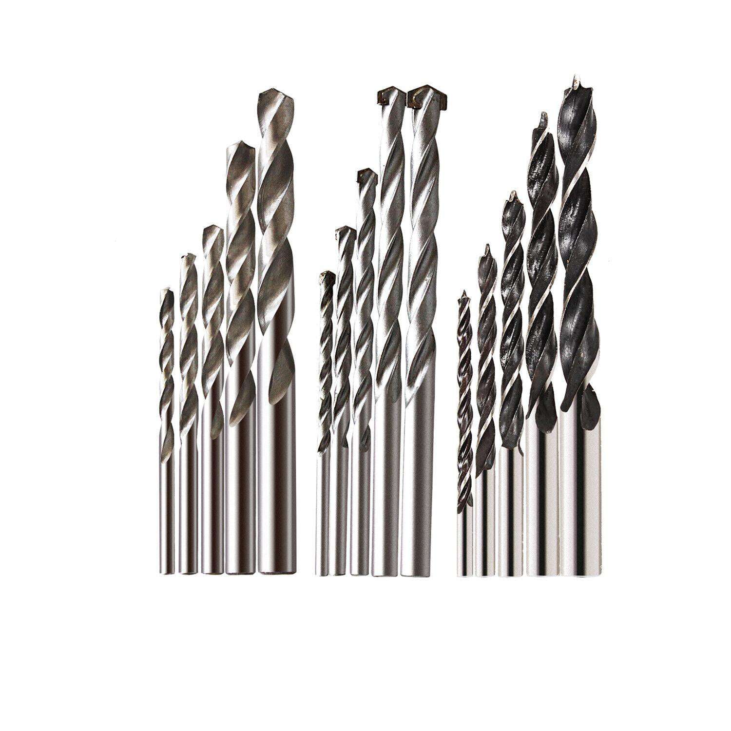 15-Piece HSS Drill Bit Set for Wood, Metal & Concrete - Titanium Coated Metric Drill Bits - Perfect for DIY Projects, Home Repairs & Professional Construction Work