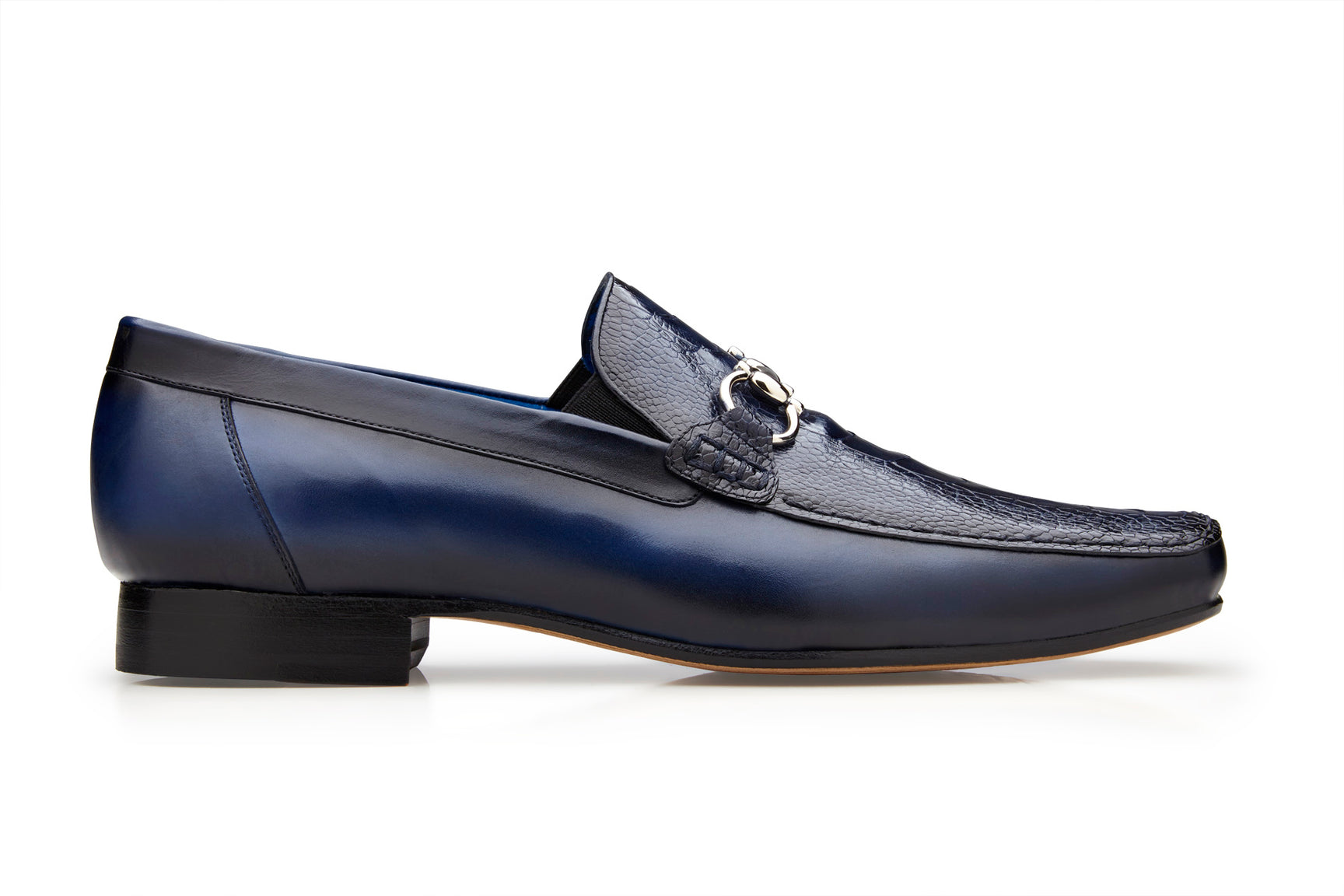 Belvedere Bruno Genuine Ostrich Leg & Italian Calf Loafer Dress Shoes in Navy - 1026 | Premium Men's Formal Footwear for Business, Weddings & Special Occasions