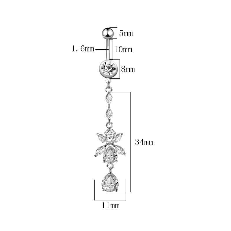 Shiny Dangle Belly Button Ring Piercing Jewelry WH1304 - Perfect for Navel Piercing, Belly Dance, and Summer Beach Outfits