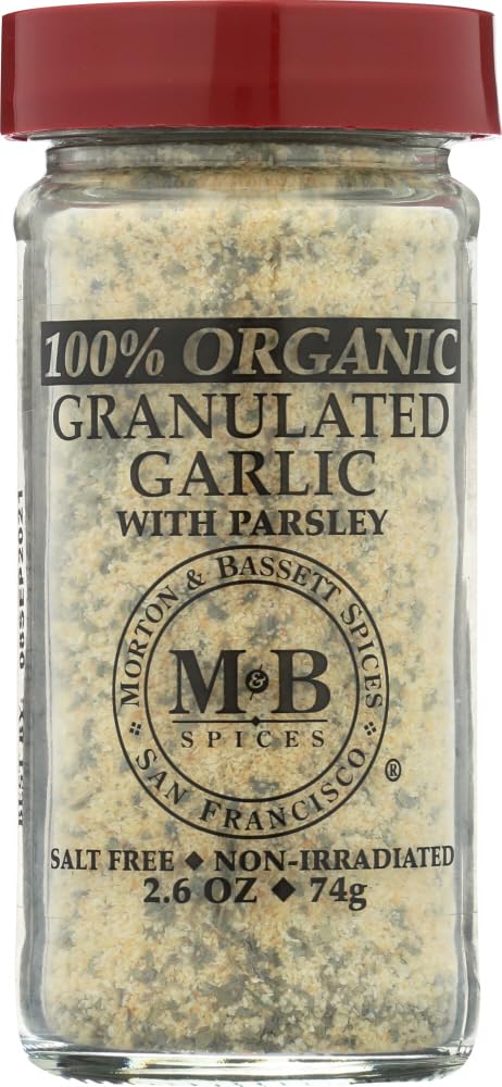 Organic Granulated Garlic with Parsley - 9 Pack (2.6 Oz Each) | All-Natural Seasoning for Cooking, Baking & Grilling | Perfect for Soups, Sauces & Meat Rubs