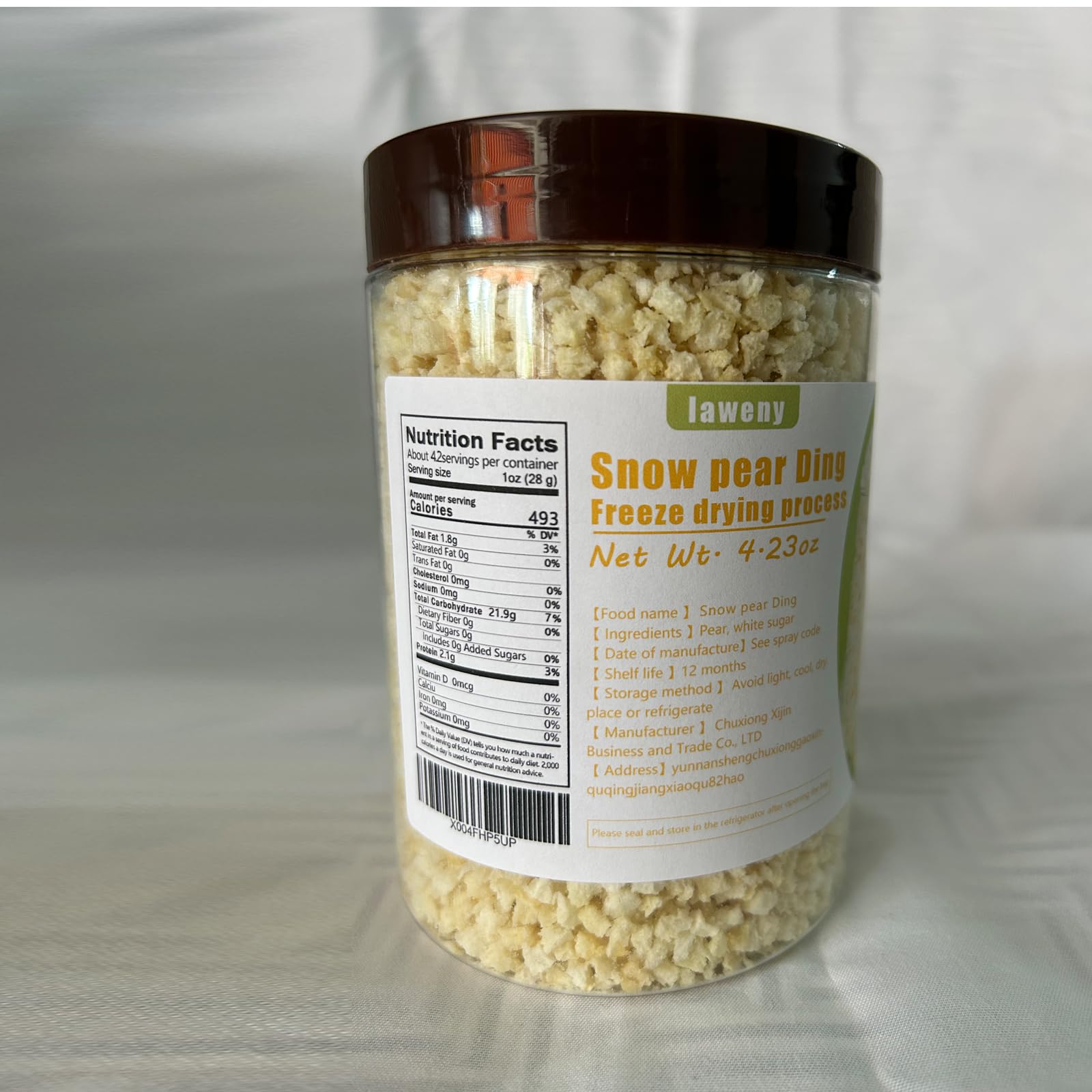 Freeze-Dried Diced Snow Pear 4.23oz | Natural Crushed Fruit for Tea, Smoothies & Baking | Healthy Snack & Dessert Ingredient | Perfect for Fruit Tea, Milk Tea & Yogurt Topping