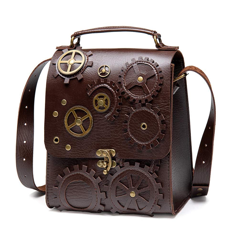 Vintage Steampunk Gothic Women's Single Shoulder Crossbody Bag - Rivet Top Handle Messenger Purse for Travel, Daily Use & Cosplay Accessories