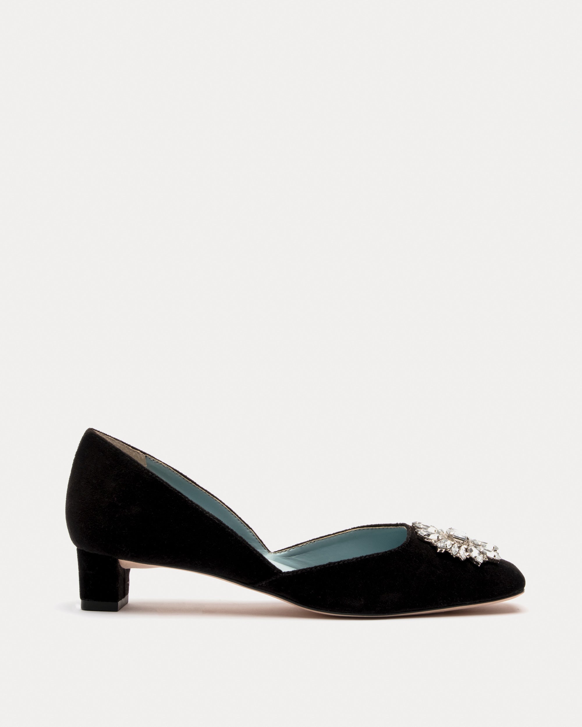 McCall Mini Block Heel Shoes for Women - Velvet Black Dress Pumps with Comfortable Low Heel for Work, Party & Special Occasions