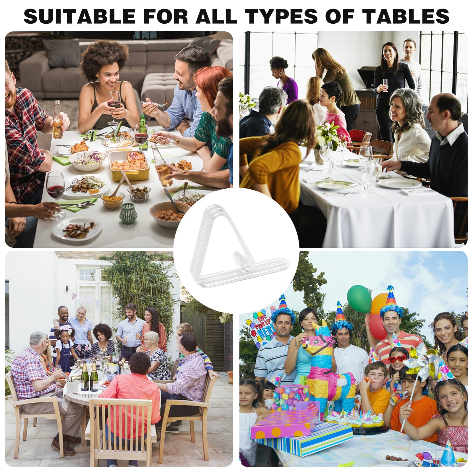48 Pcs Clear Plastic Tablecloth Clips for Outdoor Picnic Tables - Heavy Duty Table Cover Clamps for Party Events, Weddings, BBQs - Securely Hold Table Skirts & Tablecloths in Windy Conditions