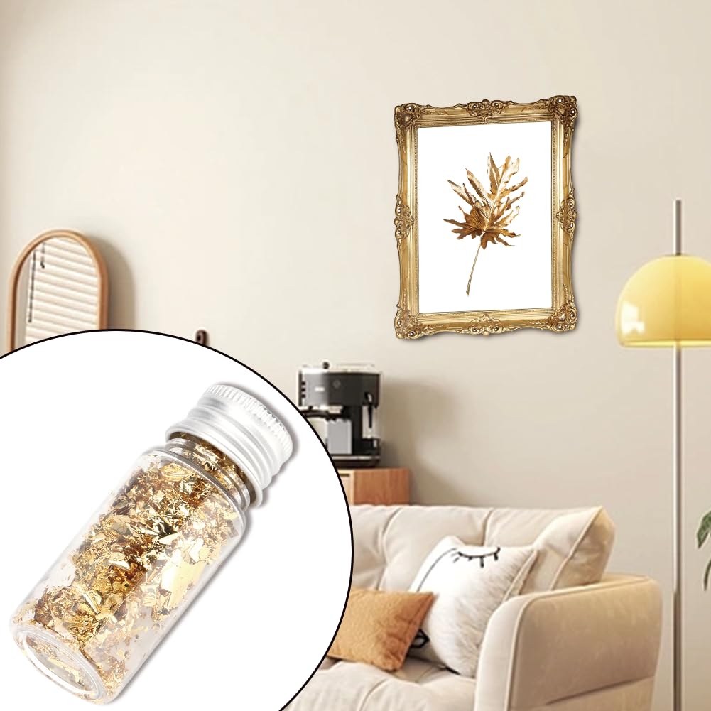 24K Edible Gold Leaf Sheets - 2 Bottles, Decorative Gold Leaf for Cake Decorating, Chocolate, Resin, DIY Crafts, Nails & Jewelry Making - Premium Metallic Gilding Paper for Baking, Cooking & Makeup - Perfect for Wedding Cakes, Gourmet Desserts & Luxury Gift Packaging