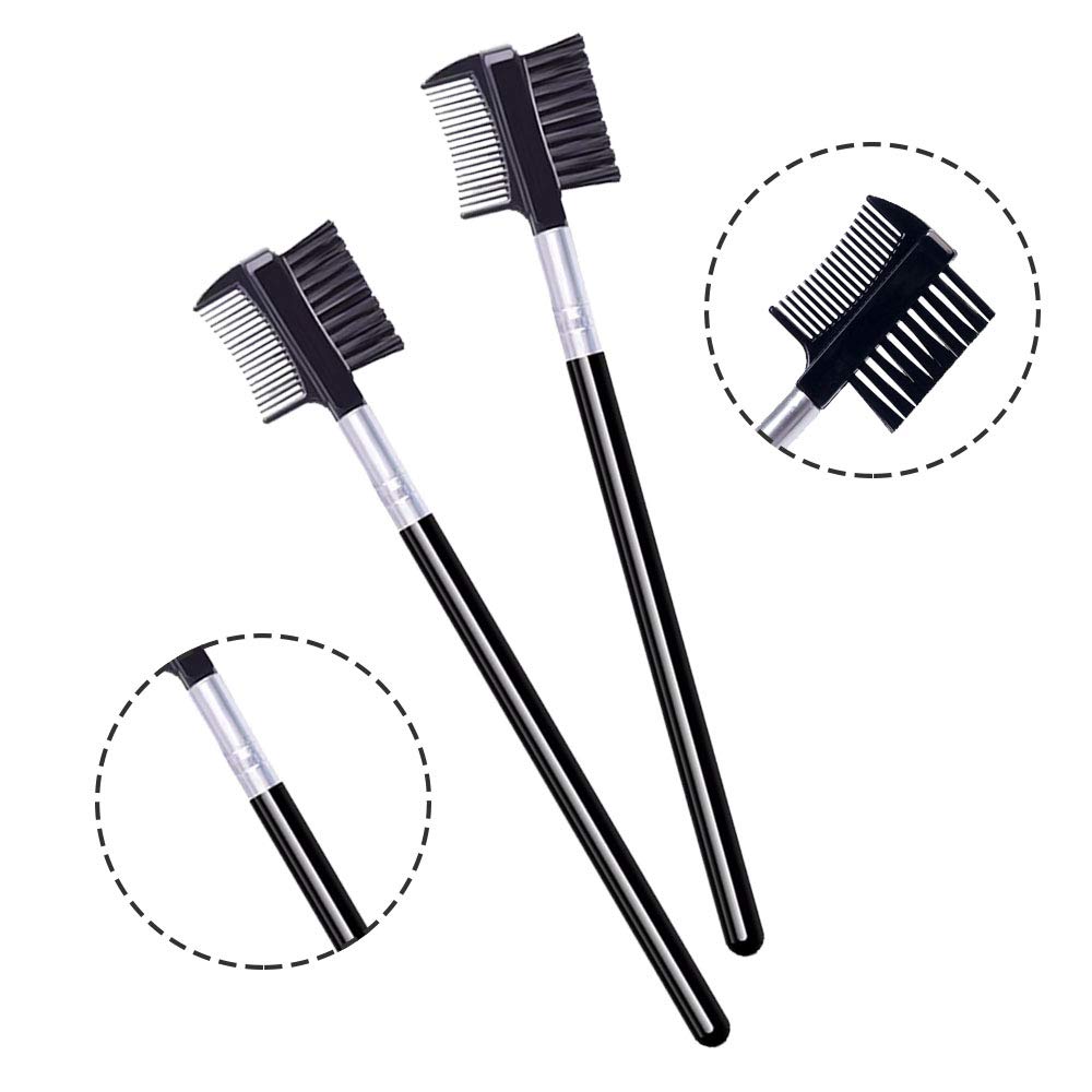 5 PCS Eyelash Comb & Eyebrow Brush Set - Professional Makeup Tools for Eyelash Extensions & Eyebrow Grooming - Perfect for Salon, Home Use & Travel Beauty Kit