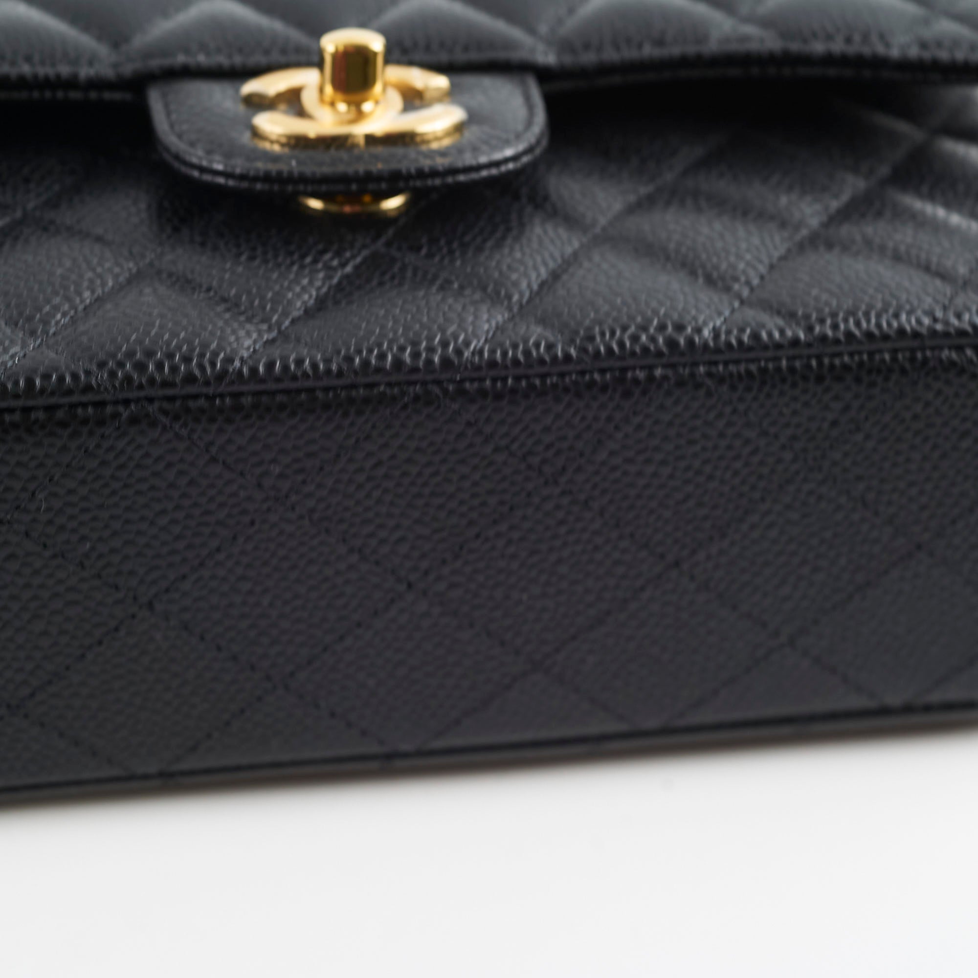 Chanel Small Caviar Leather Double Classic Flap Bag Black with Microchip - Luxury Designer Handbag for Women, Perfect for Evening Parties & Special Occasions