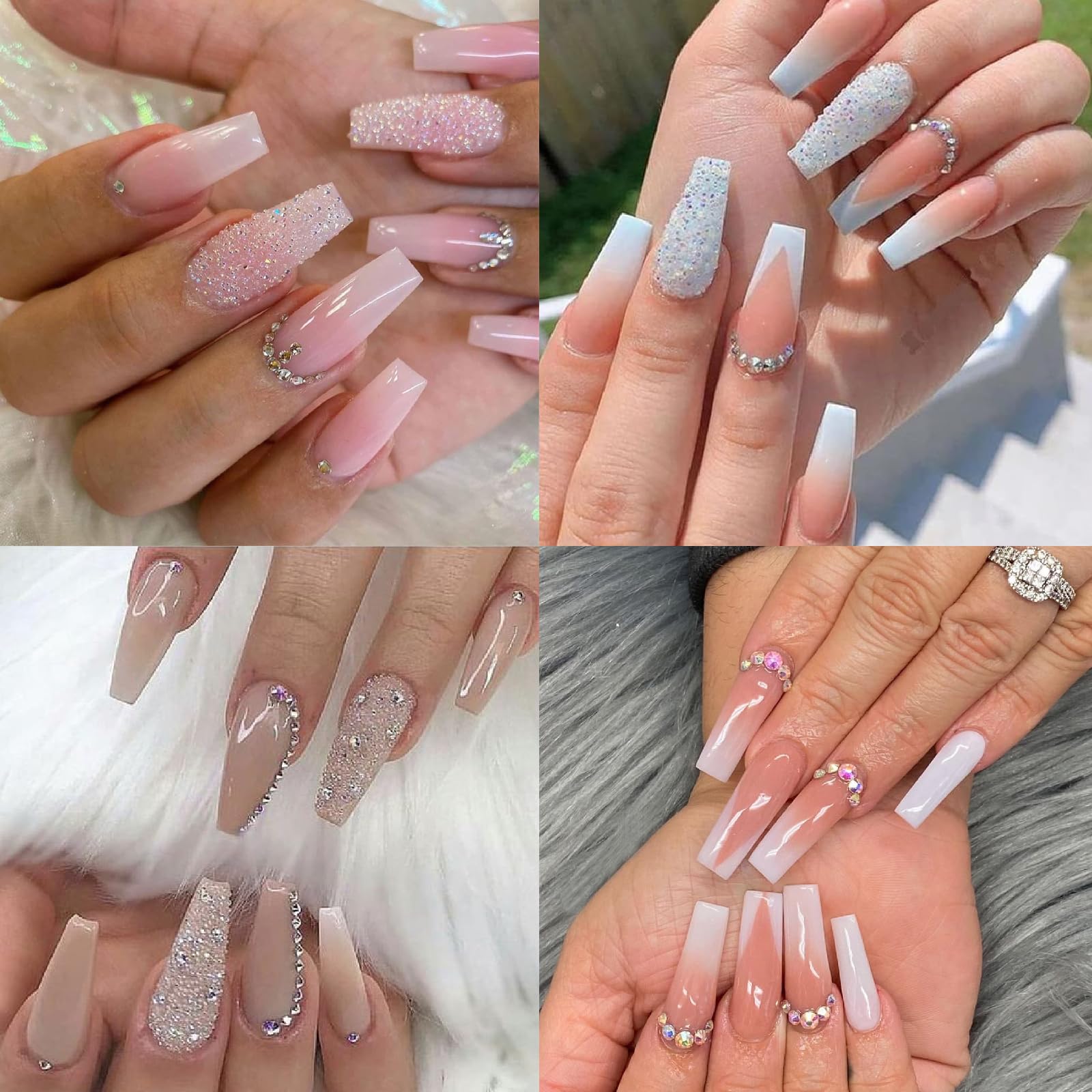 4 Boxes Flatback Rhinestones & Pearls Nail Art Charms - Half Round Design Nail Gems for Acrylic Nails, DIY Nail Decor, Manicure & Pedicure - Perfect for Wedding, Party, Salon & Home Nail Art Designs