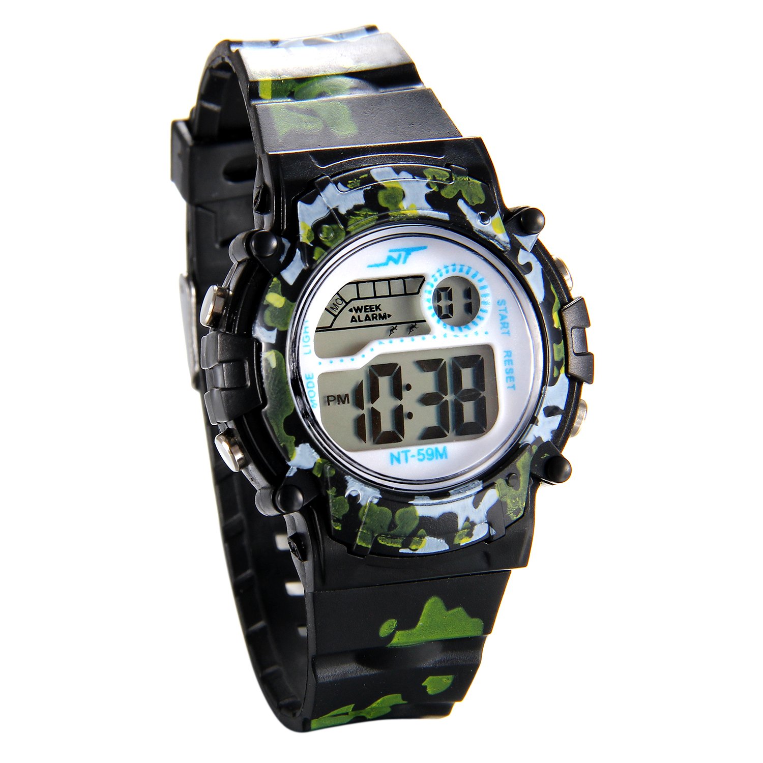 JewelryWe Kids Camouflage Digital Sports Watch for Boys - Waterproof Multi-Function Wristwatch with Alarm & Stopwatch - Perfect for Outdoor Activities, School & Sports