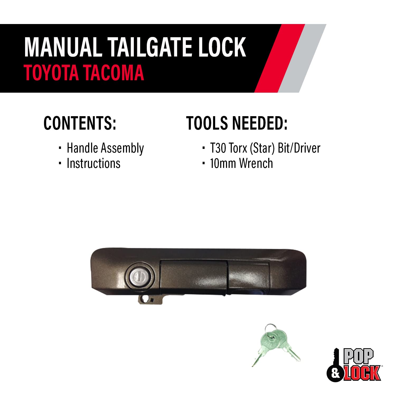 Pop & Lock PL5506 Manual Tailgate Lock for 2005-2015 Toyota Tacoma Trucks | Pyrite Mica Color | Secure Anti-Theft Protection | Perfect for Parking Lots, Construction Sites & Outdoor Adventures