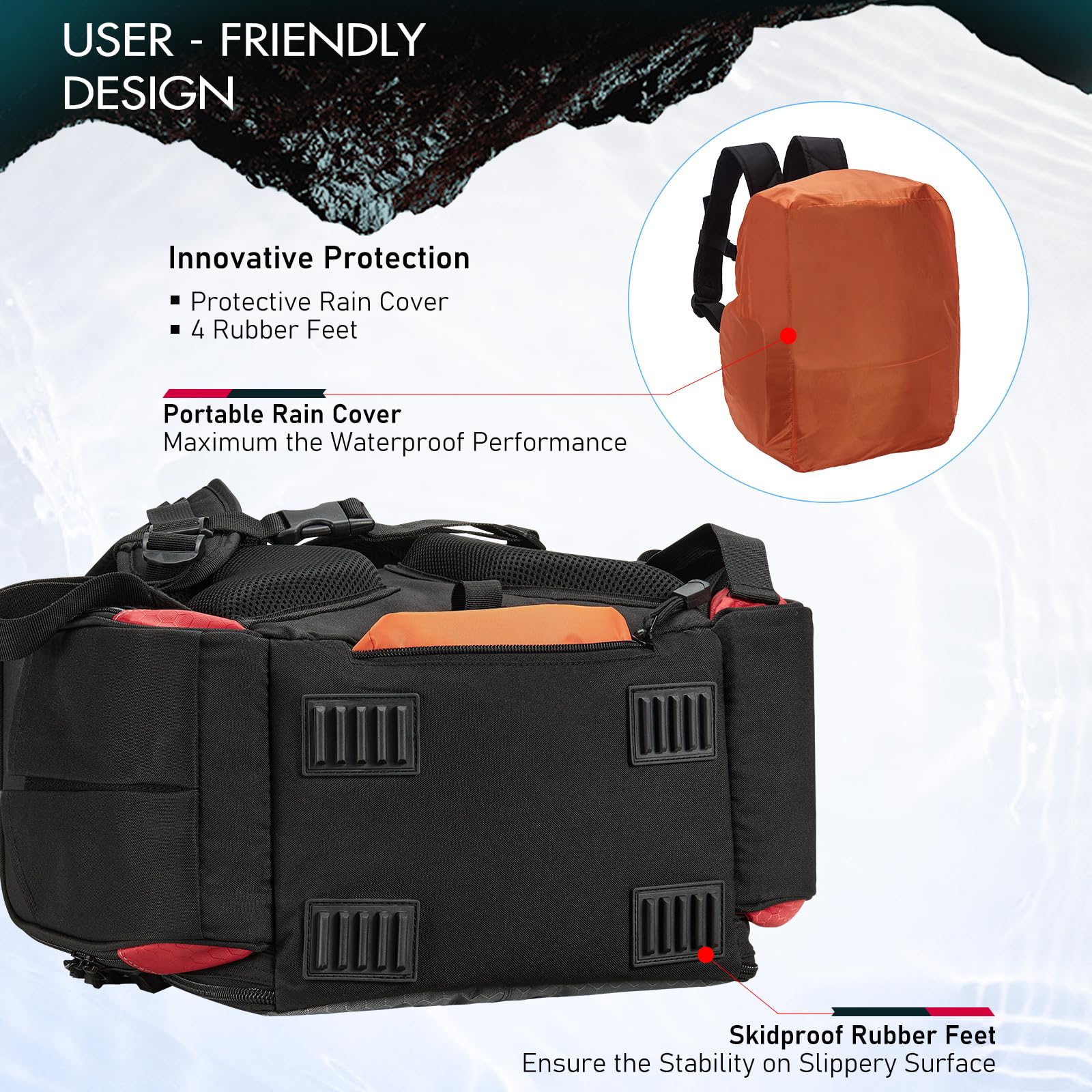 Piscifun Fishing Tackle Backpack with 4 Removable Tackle Trays - Large Waterproof Fishing Gear Storage Bag with Rain Cover - Perfect for Bass, Trout & Saltwater Fishing Trips
