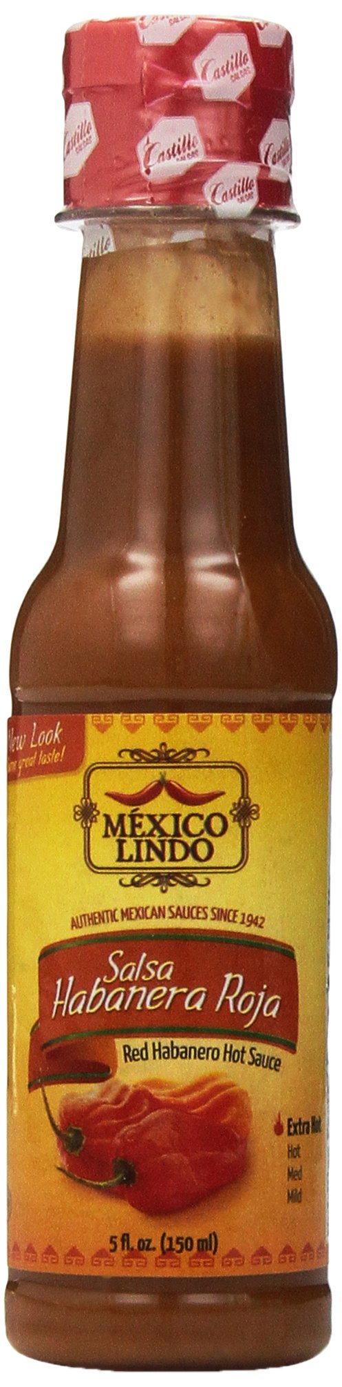 Castillo Habanero Hot Sauce - Premium Red Pepper Sauce, 5 oz Bottle - Perfect for Tacos, Wings & Spicy Food Lovers