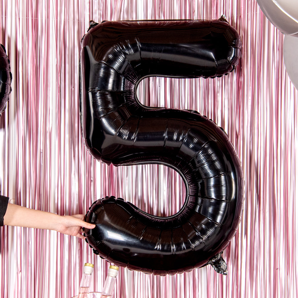 Balloonify Black Mylar Number 5 Balloon - 40 Inch Large Foil Balloon for Birthday Parties, Anniversaries & Celebrations - 1 Count Box