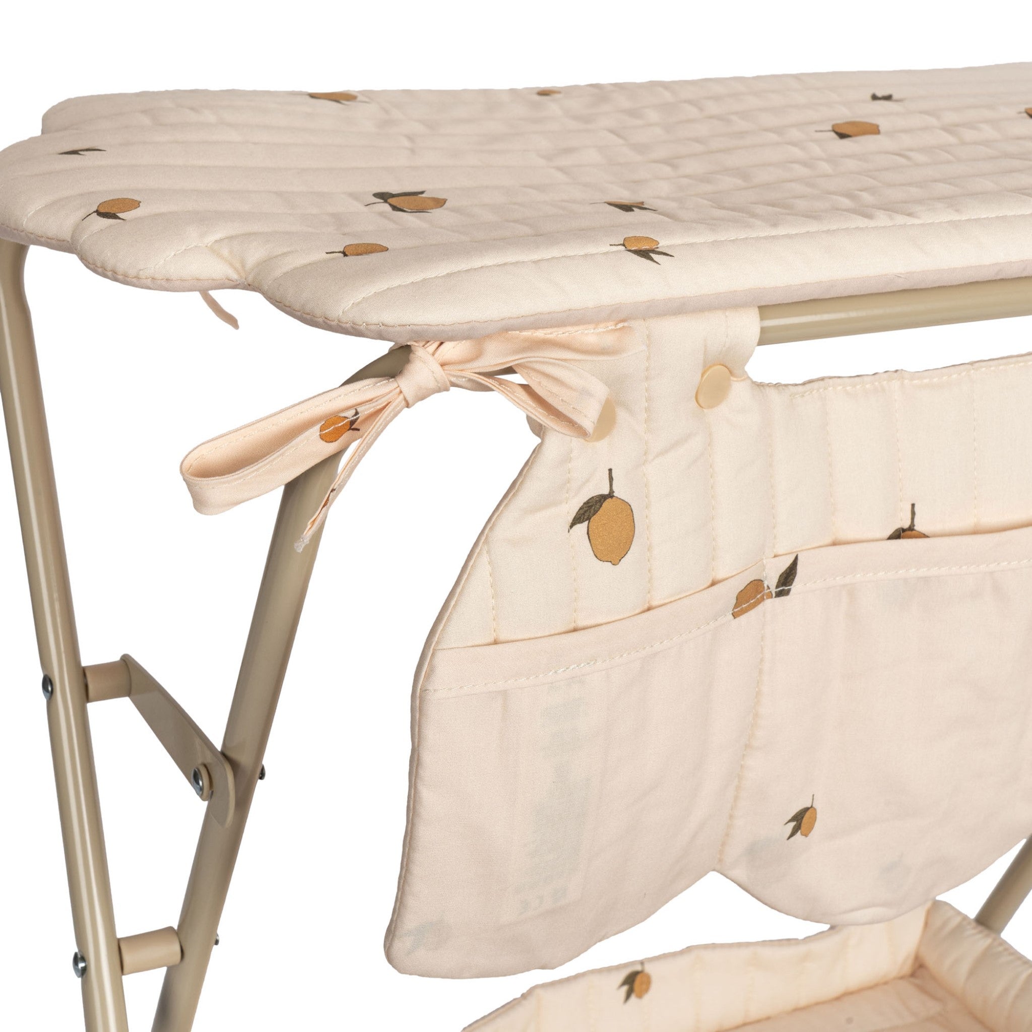 KONGES SLØJD Wooden Doll Changing Table Toy for Kids - Lemon Color, Pretend Play Nursery & Baby Care Set for Toddlers & Preschoolers | Perfect for Role Play, Gift, and Early Childhood Development