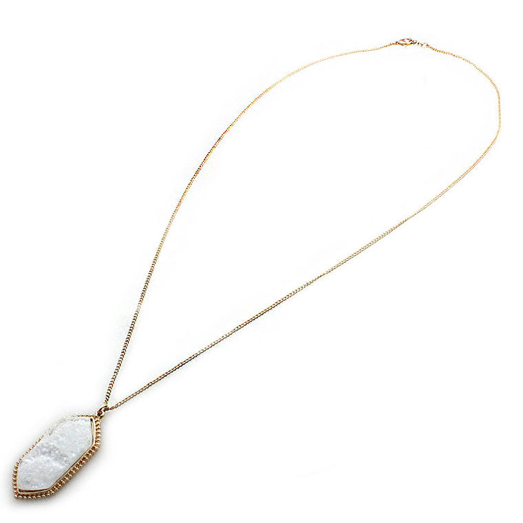 Stunning Druzy Long Necklace Set for Women - Elegant Crystal Gemstone Jewelry for Daily Wear & Special Occasions