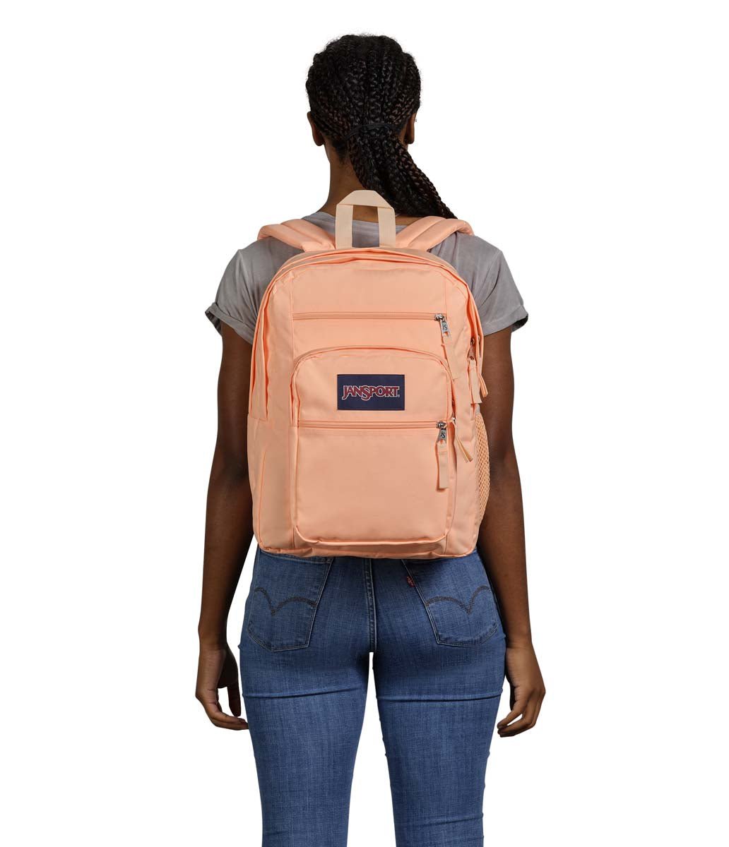 JanSport Big Student Backpack - Durable Laptop Backpack for School & College, Peach Neon Color, Large Capacity Bookbag with Padded Straps - Perfect for High School, University & Travel