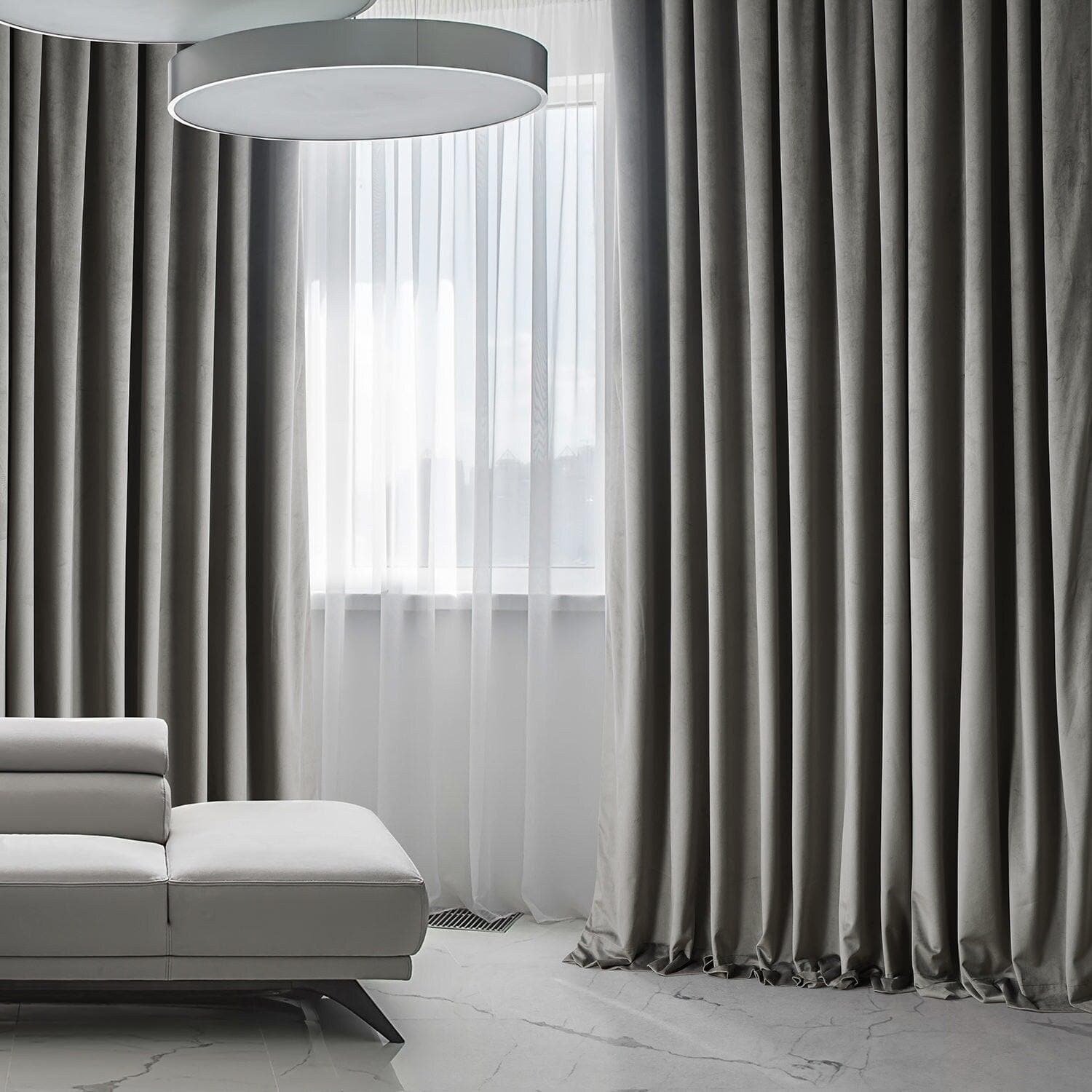 Luxury Blackout Curtains for Bedroom - Nightlife Grey Extra Wide Plush Velvet Drapes with Thermal Insulation & Noise Reduction - Perfect for Hotels, Apartments & Home Theater Rooms