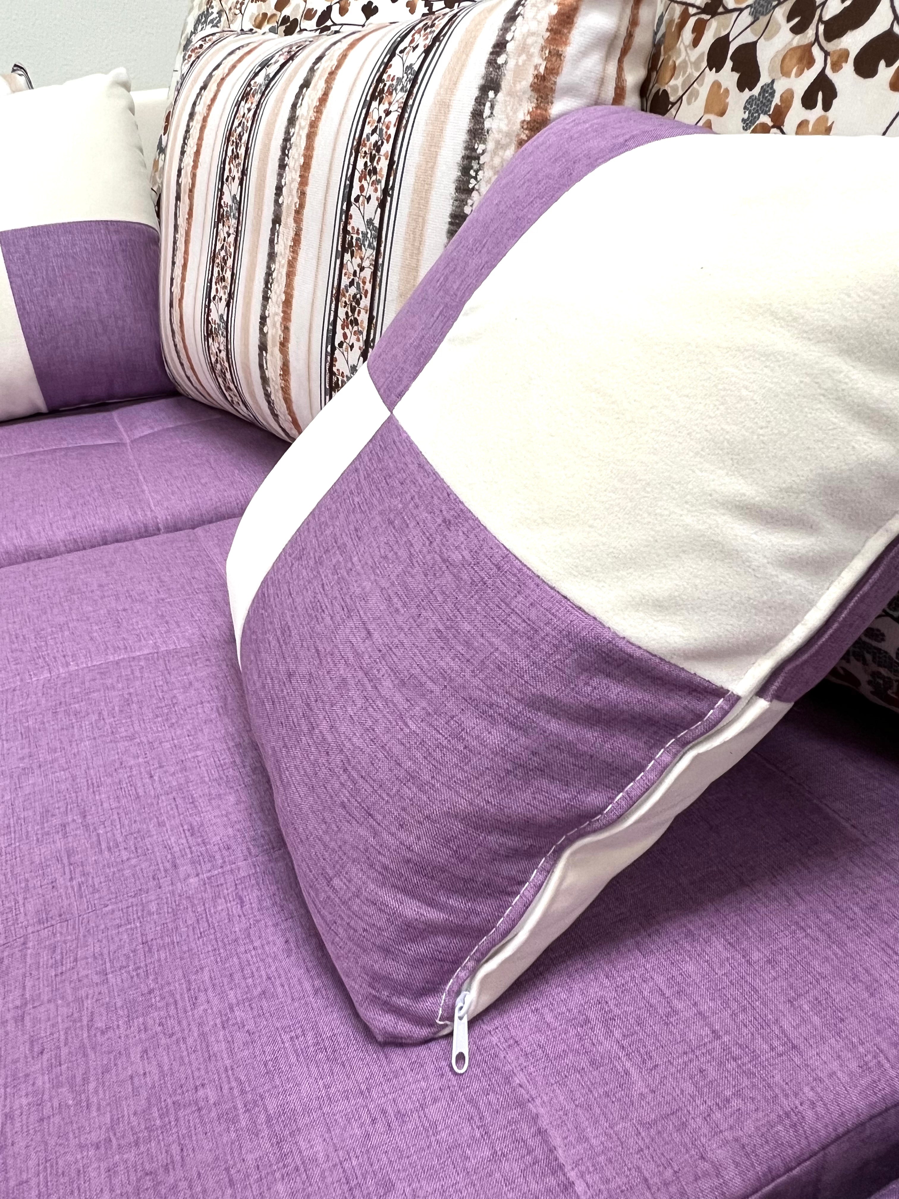 Selena Purple & White Modular Tufted Sectional Sofa - Modern L-Shaped Living Room Couch with Reversible Chaise for Home, Apartment & Office Lounge