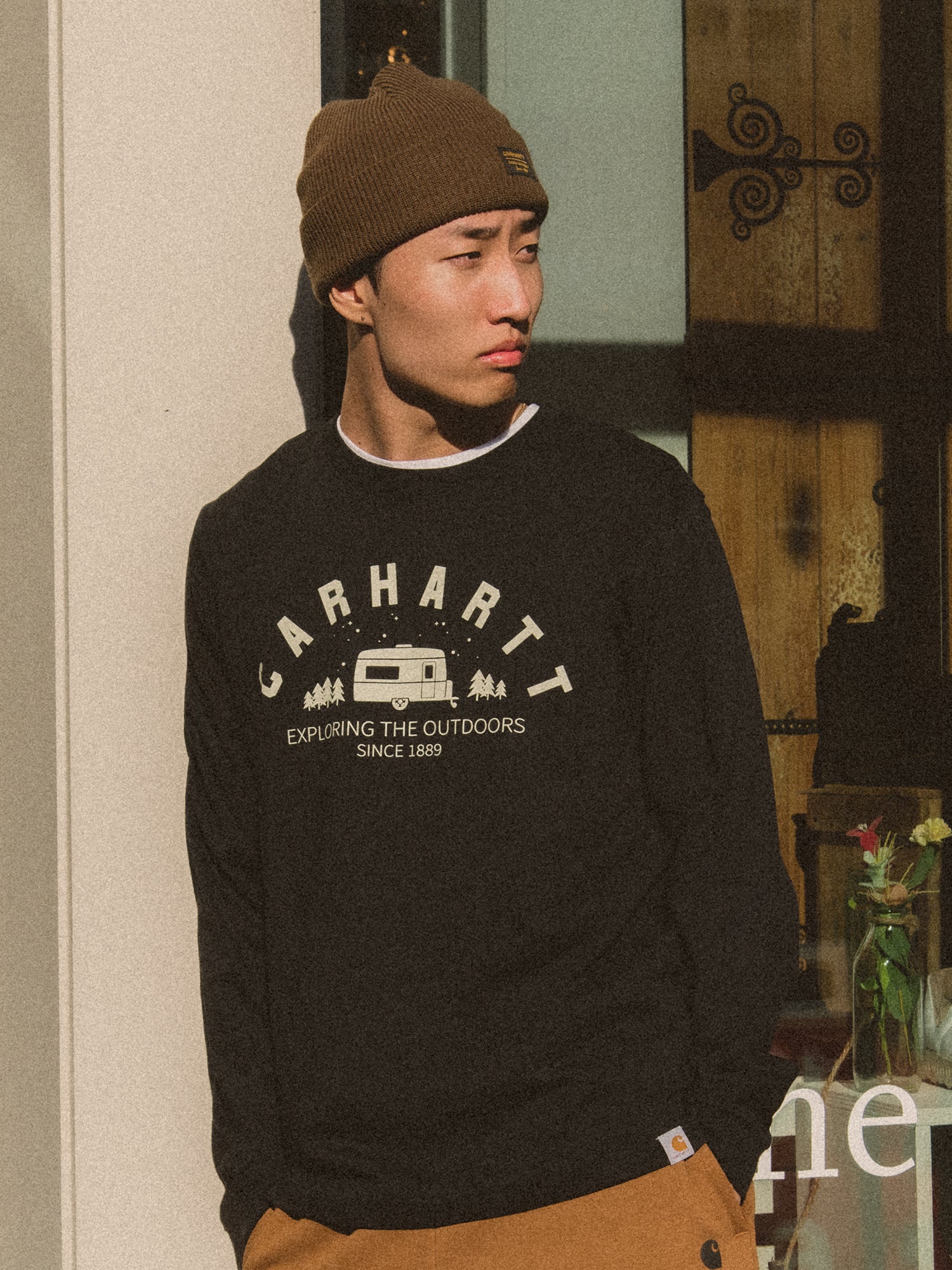 Carhartt Camper Long Sleeve Graphic T-Shirt for Men - Vintage Workwear Style - Perfect for Outdoor Camping, Hiking & Casual Wear