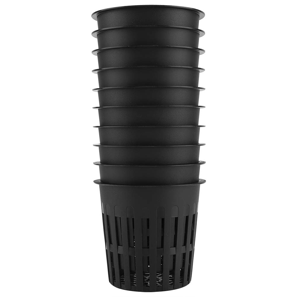 10 Pcs Durable Hydroponic Net Pots - Lightweight Plastic Plant Cups for Indoor/Outdoor Gardening, Balcony Flowers, Herbs & Vegetables (Black) - Perfect for Hydroponics, Aquaponics & Vertical Garden Systems