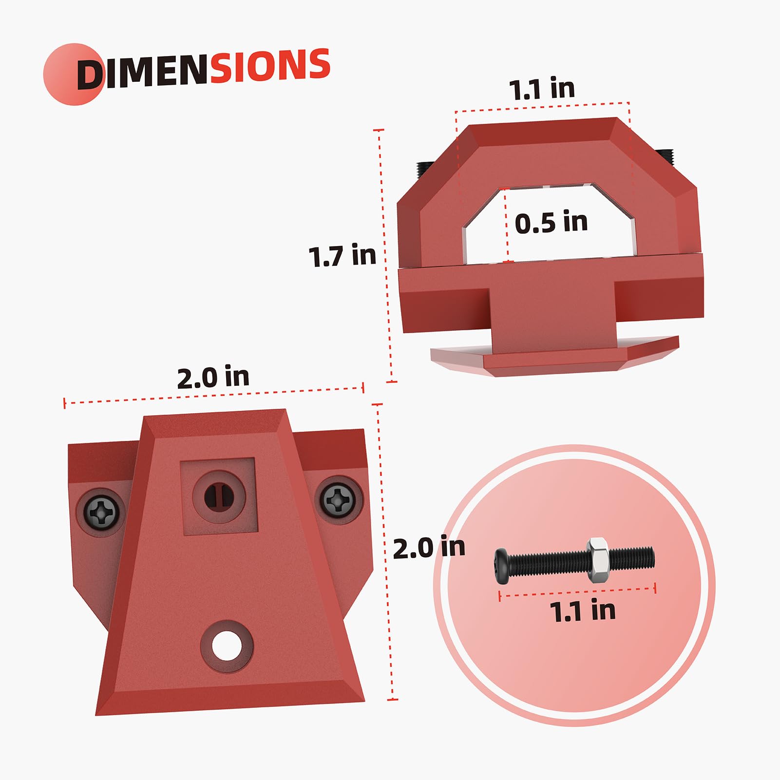 Heavy Duty Tool Pouches Mounts Replacement for Tool Boxes - Corner Rail, Side Clip & Hub Adapter (Red) - Perfect for Workshop, Garage & Job Site Organization