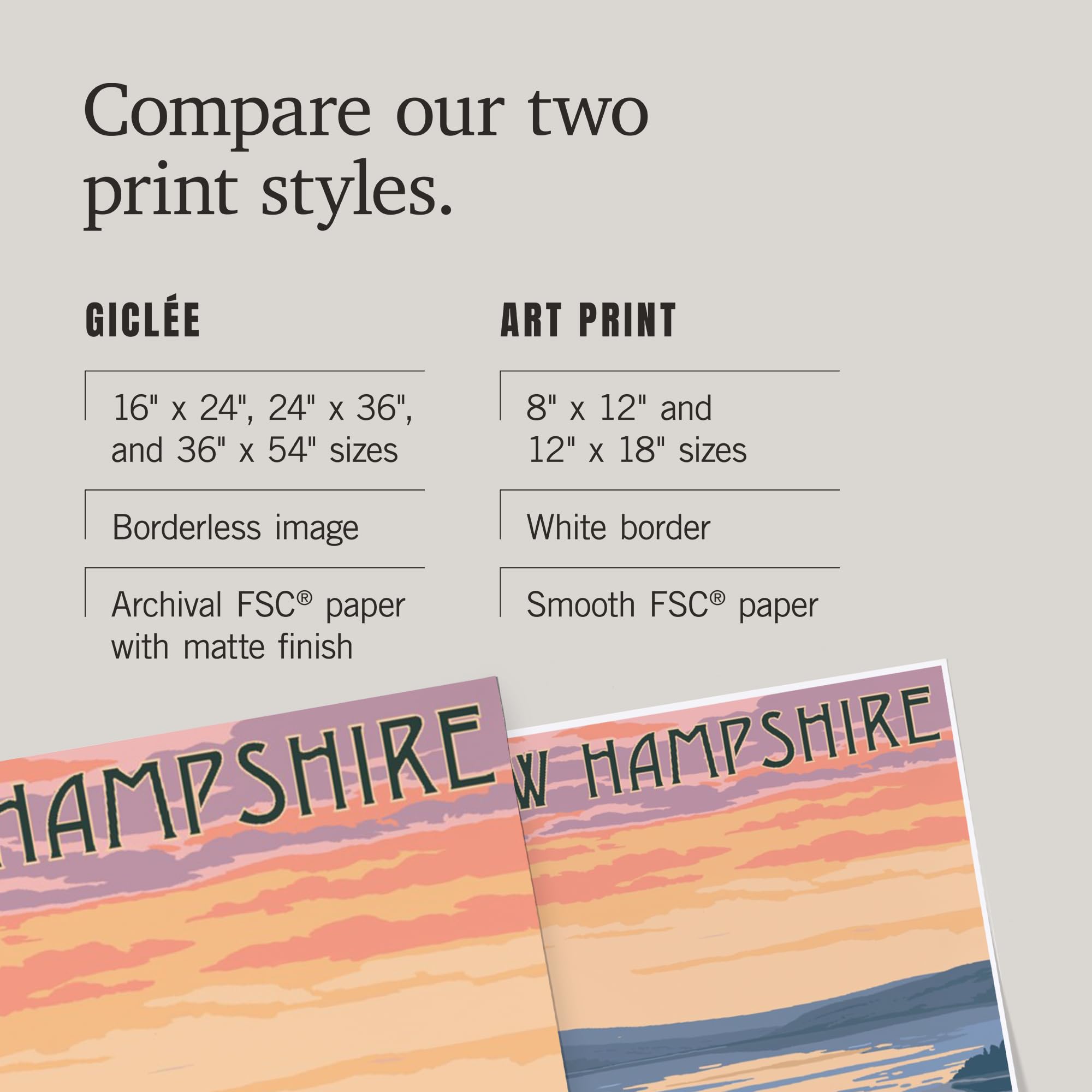 Lantern Press 16x24 Inch Giclee Art Print - New Hampshire Lake Landscape with Bear Family - Wall Decor for Living Room, Bedroom & Office