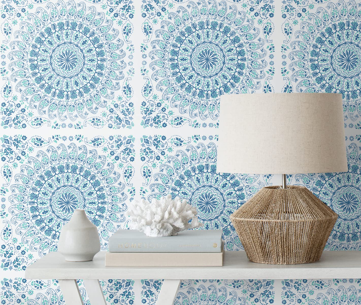 NextWall Mandala Bohemian Peel and Stick Wallpaper - Self-Adhesive Removable Wall Decor for Bedroom, Living Room & Nursery | Easy DIY Home Renovation