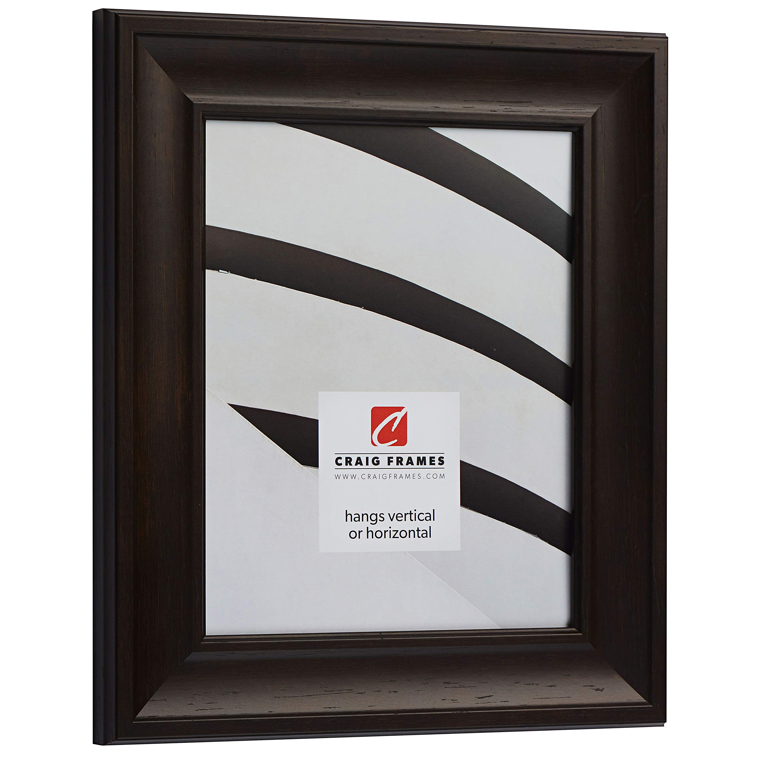 Craig Frames Scalloped American Barn Style Picture Frame - Faux Barnwood, Dark Walnut Brown, 10x12 Inches - Perfect for Farmhouse Decor & Family Photos
