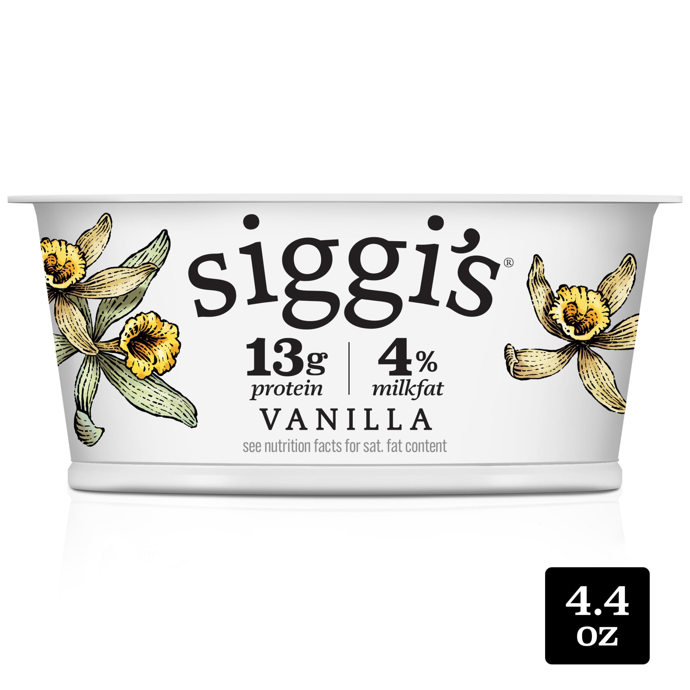 Siggi's Icelandic Strained Whole Milk Vanilla Yogurt, 4.4 oz Single-Serve Cup - High-Protein, Thick Yogurt Snack for Breakfast, Lunch Boxes & Healthy On-the-Go Snacking