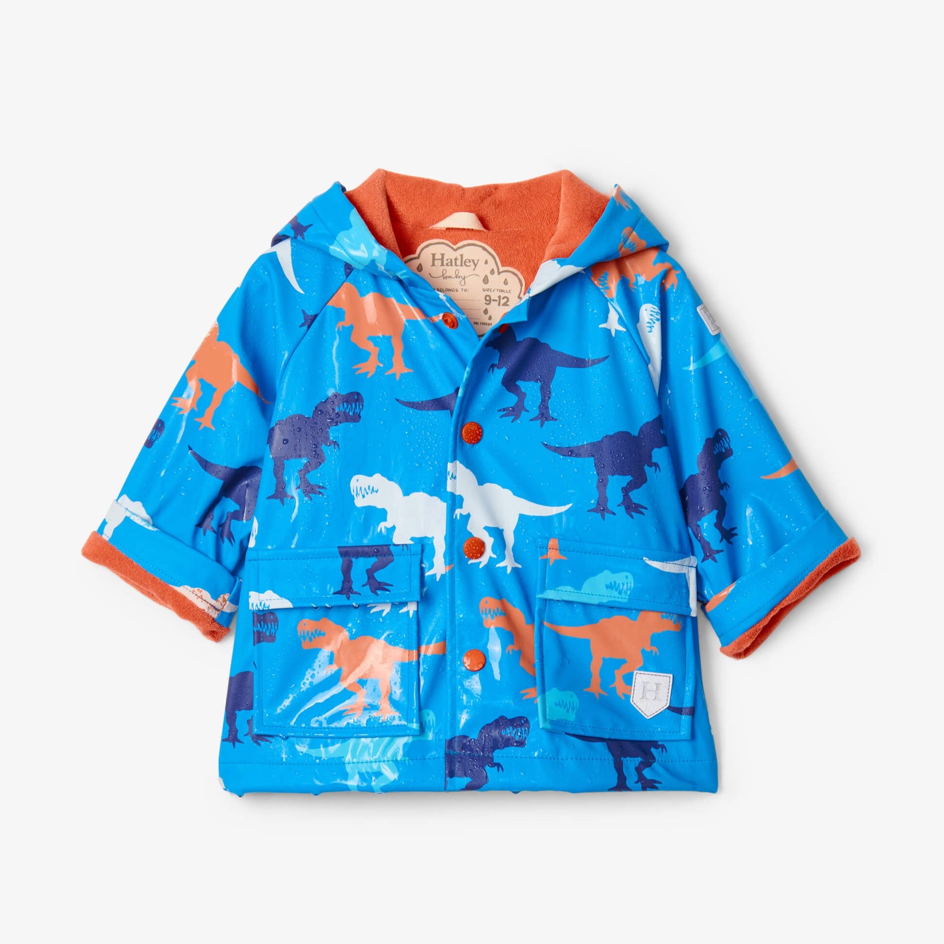 Hatley Giant T-Rex Color Changing Raincoat for Kids - Fun Dinosaur-Themed Waterproof Jacket for Outdoor Play & Rainy Day Adventures