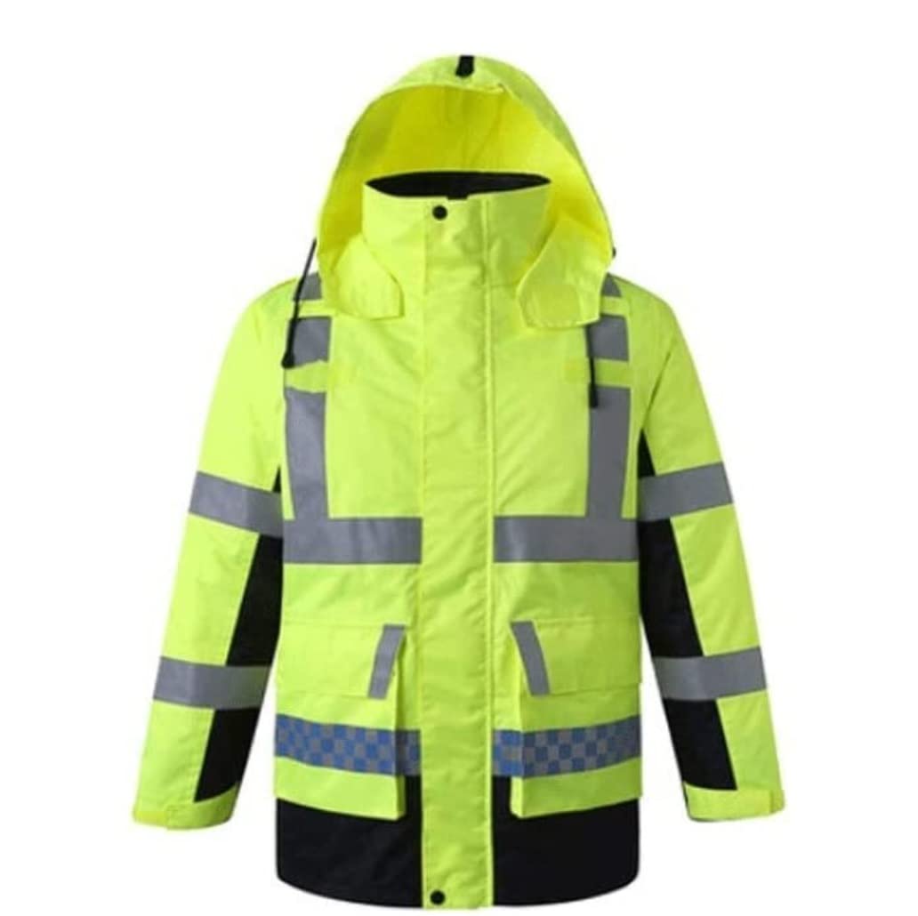 High Visibility Reflective Safety Vest - Cold-Proof, Waterproof Work Jacket with Fluorescent Velvet for Outdoor Construction & Night Work