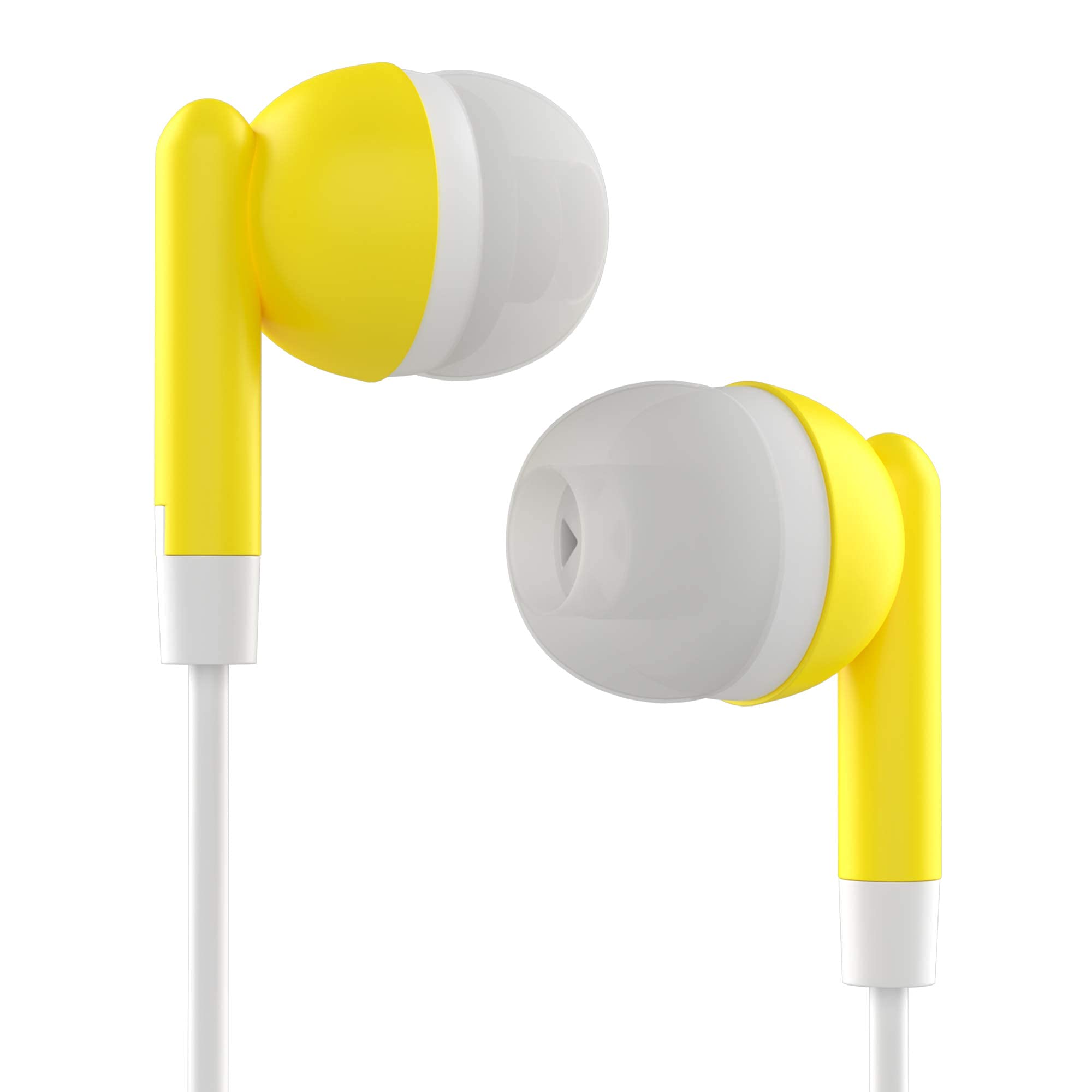 Maeline 400 Pack Bulk Yellow Earbuds with 3.5mm Headphone Plug - High Quality Wired Earphones for Schools, Gyms, Events & Retail Stores