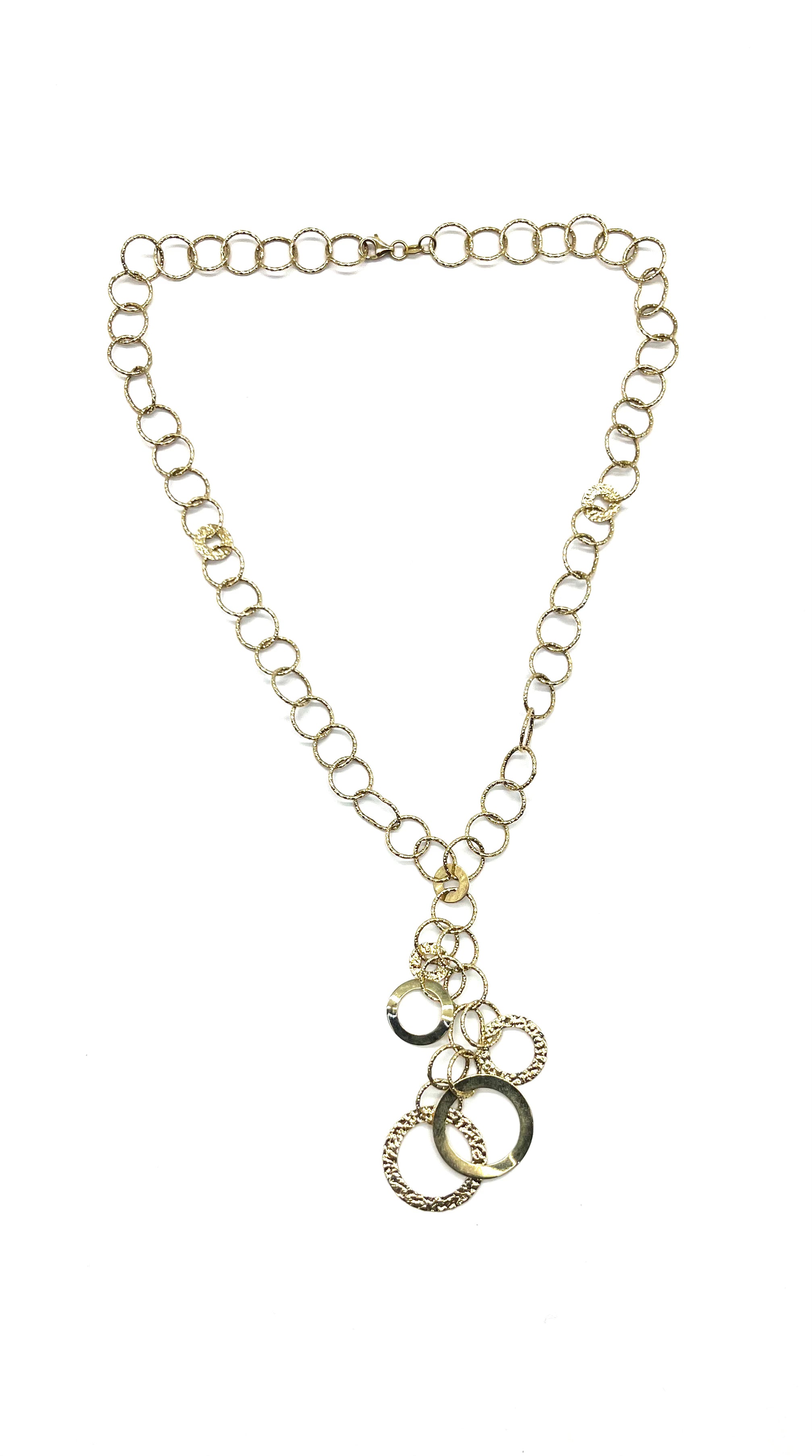 14K Yellow Gold Circle Lariat Necklace for Women - Elegant Layered Dainty Chain Jewelry Gift for Her - Perfect for Date Night, Wedding & Special Occasions