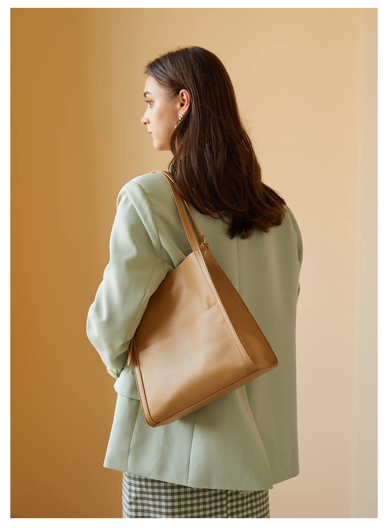 Genuine Leather Bucket Bag for Women - Stylish Tote & Shoulder Purse for Daily Use