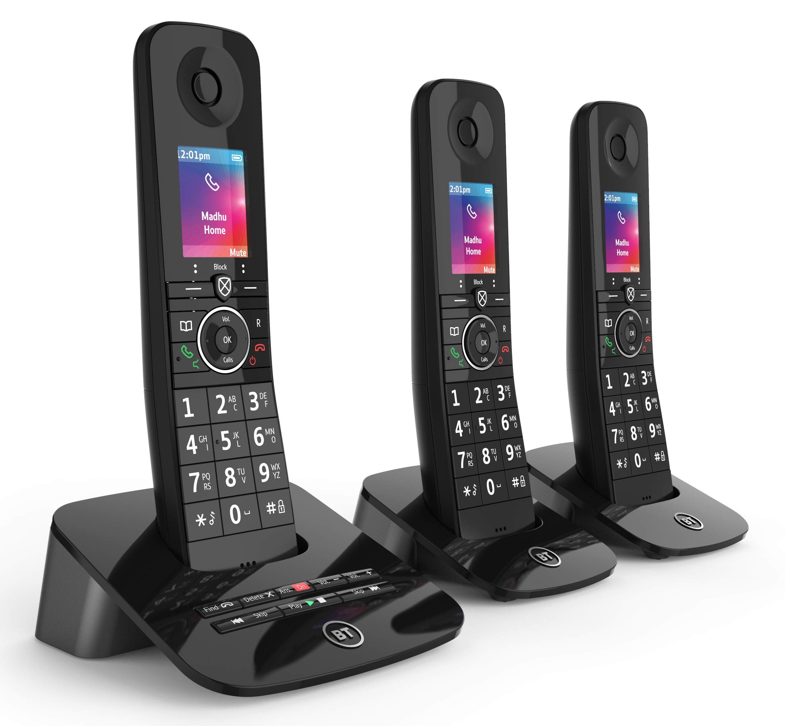 BT Premium Cordless Home Phone with 100% Nuisance Call Blocking, Mobile Sync, Answering Machine & 3 Handsets - Ideal for Home Office, Elderly Care & Family Communication