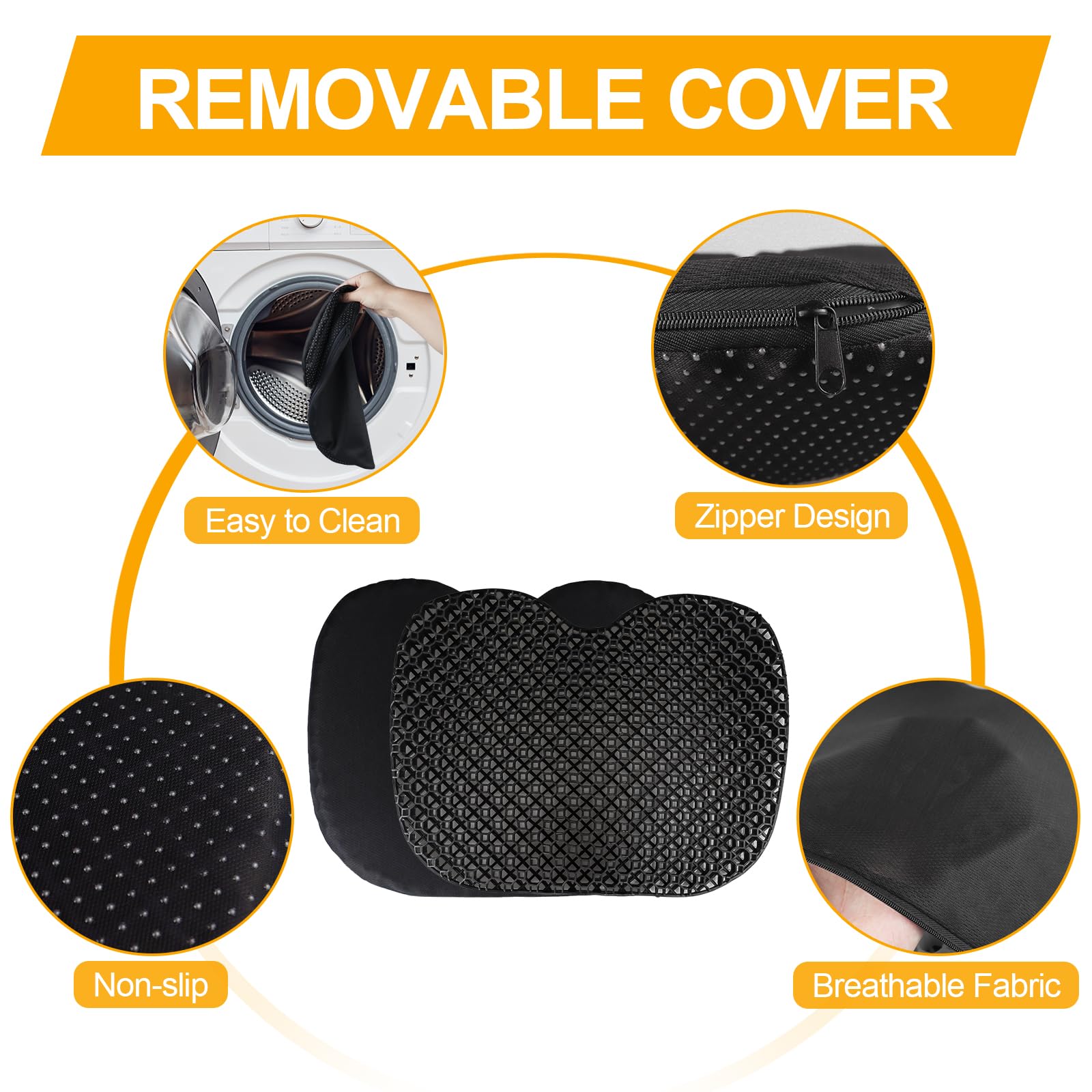 Anti-Slip Kayak Seat Cushion - Thick Waterproof Gel Seat Pad with Non-Slip Cover for Sit-In Kayak, Inflatable Kayak, Canoe & Boat | Comfortable Fishing & Water Sports Accessories for Outdoor Adventures
