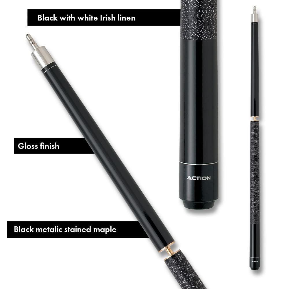 Premium Black Linen-Wrapped Action Break Jump Billiards Pool Cue Stick - Professional Billiard Accessory for Tournaments & Home Game Rooms