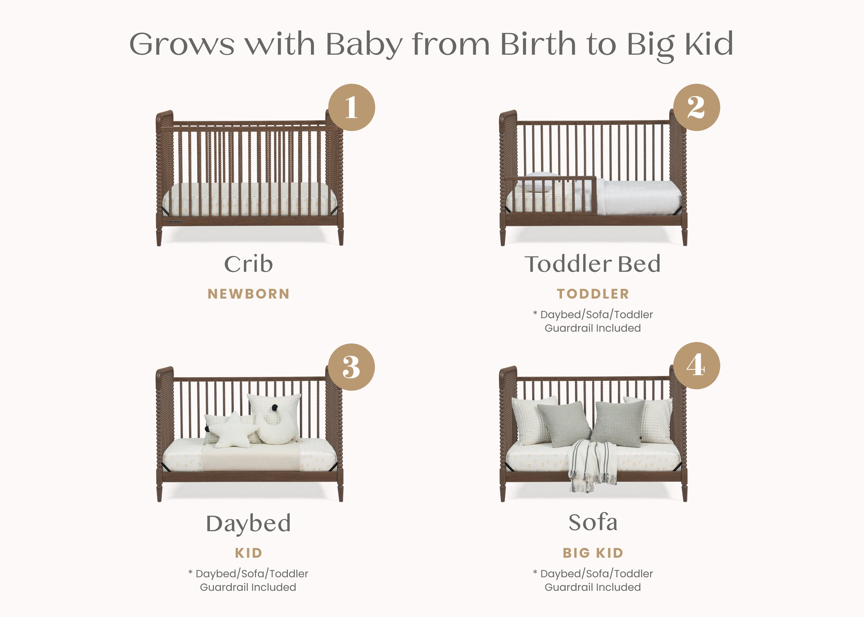Saint 4-in-1 Convertible Baby Crib - White Wooden Nursery Bed with Toddler Rail & Daybed Conversion - Perfect for Newborns to Kids Bedroom & Daycare Centers