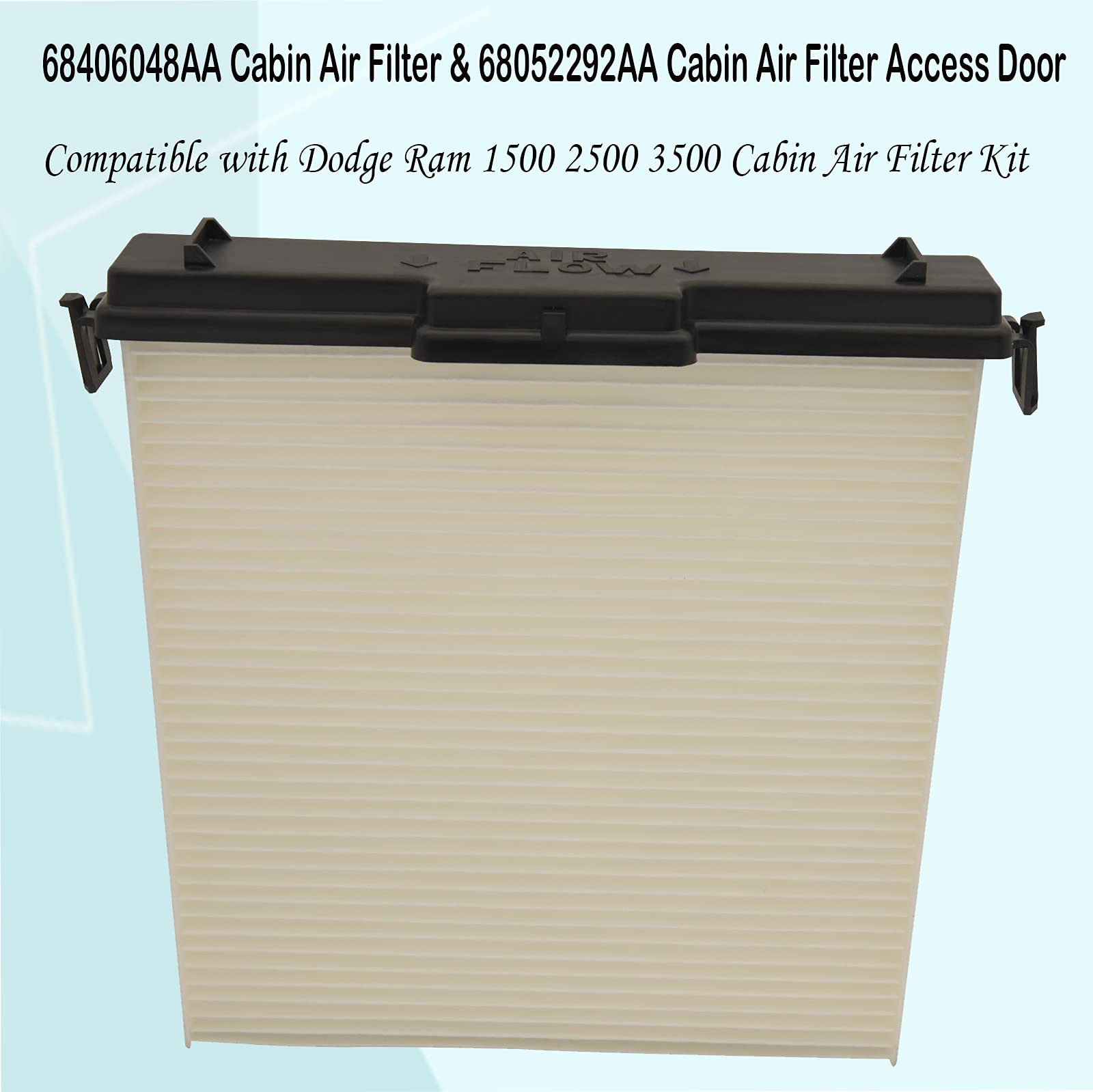 BOOTOP PIN Cabin Air Filter Kit 68406048AA 68318365AA 68052292AA Compatible with Dodge Ram 1500 2500 3500 - Replace 5058693AA Kit | Improves Air Quality & HVAC Performance for Cleaner Cabin Air