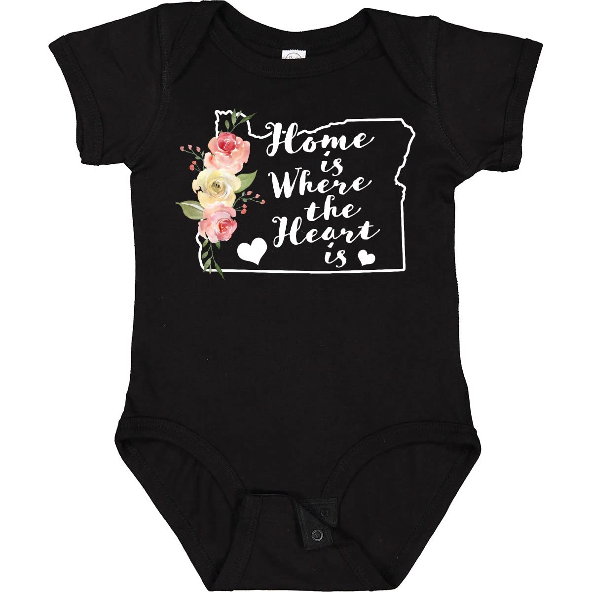 Inktastic Oregon Home is Where The Heart is - Watercolor Floral Baby Bodysuit for Newborns & Infants | Soft Cotton Onesie for Casual Wear, Family Photos & Gifts