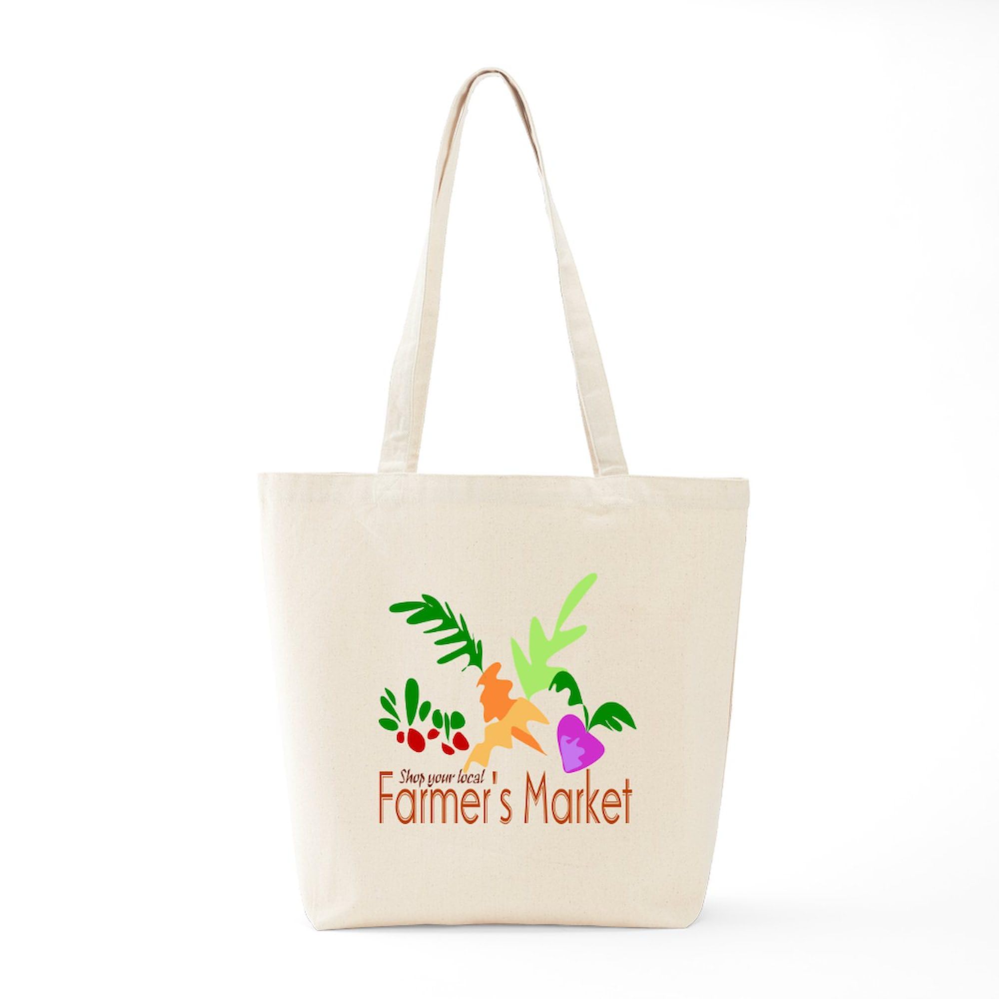 Eco-Friendly Farmer's Market Tote Bag - Natural Canvas Reusable Grocery Shopping Bag - Perfect for Farmers Markets, Grocery Trips & Beach Outings