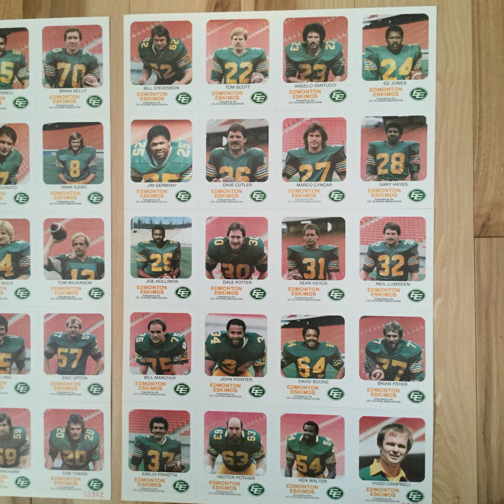 1981 Warren Moon Edmonton Eskimos Rookie CFL Red Rooster Uncut Card Sheets - Rare Collectible for Football Memorabilia Fans & Sports Card Enthusiasts